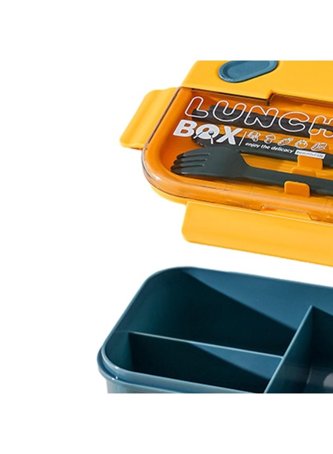 لانش بوكس بسعة 1250مل مقسم من الداخل 3 اقسام لتناول الغداء مع معلقه وشوكه بلاستيك - Image 5