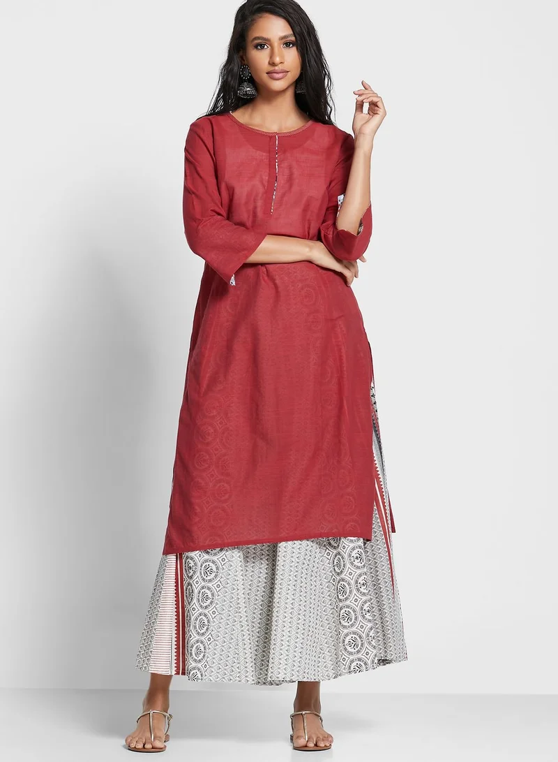 W High Waist Printed Palazzo