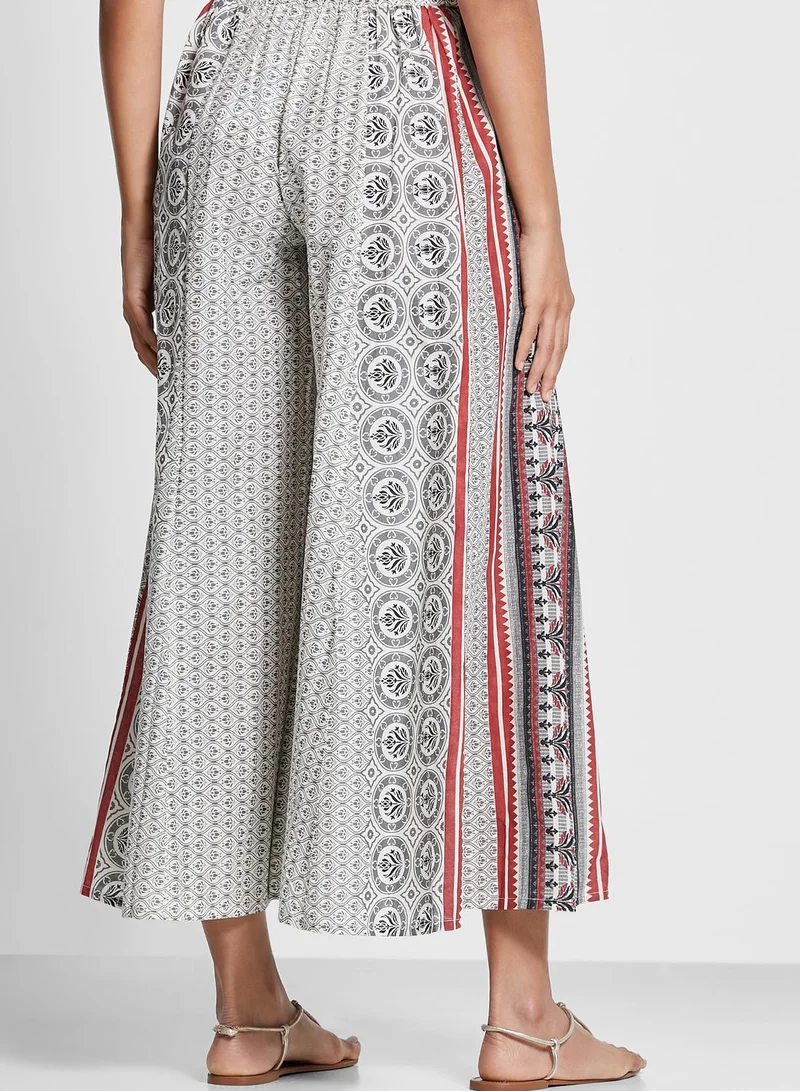 W High Waist Printed Palazzo