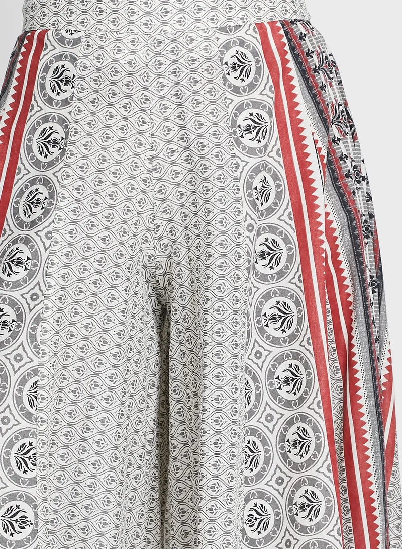 W High Waist Printed Palazzo