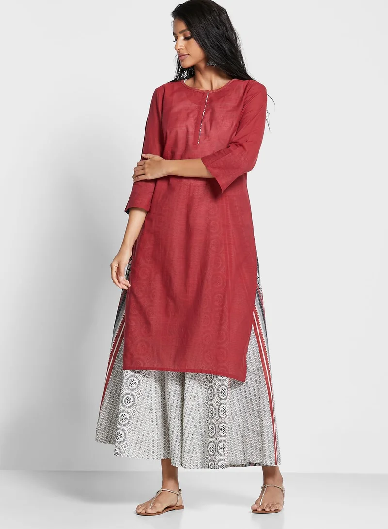 W High Waist Printed Palazzo