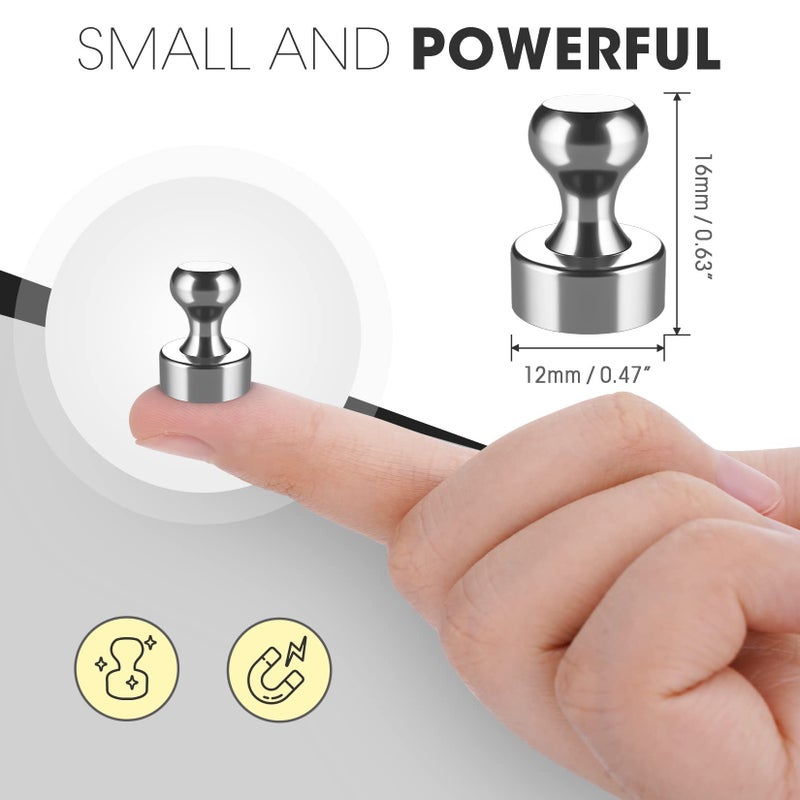 Grtard 24 Pack Magnetic Push Pins, Fridge Magnets for Whiteboard, Whiteboard Magnets Refrigerator Magnets, Small and Strong Push Pin Magnet for Office, School, Locker, and Map Magnet - Image 2