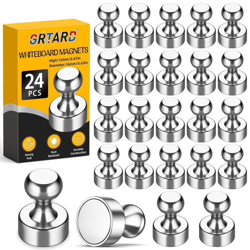 Grtard 24 Pack Magnetic Push Pins, Fridge Magnets for Whiteboard, Whiteboard Magnets Refrigerator Magnets, Small and Strong Push Pin Magnet for Office, School, Locker, and Map Magnet - Image 1