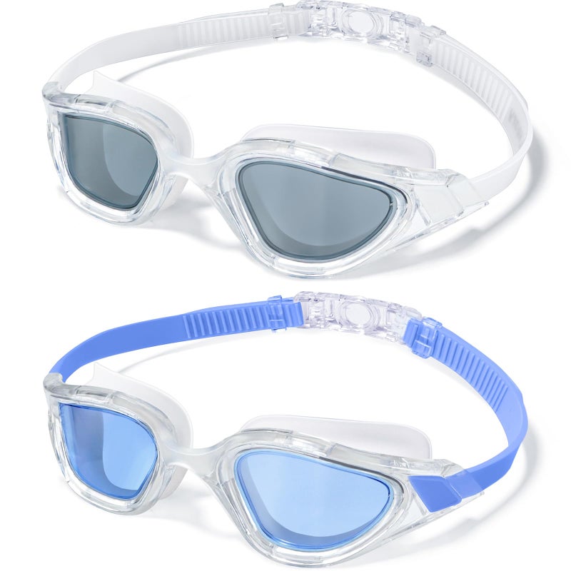 Keary 2 Pack Goggles Swimming Adult Swim Goggles for Men Women Swimming Goggles Youth Adults Anti-Fog Goggle Pool Open Water Glasses Waterproof UV Protection Clear Vision Swim with Case - Image 1