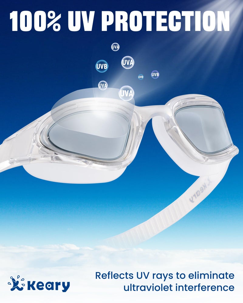 Keary 2 Pack Goggles Swimming Adult Swim Goggles for Men Women Swimming Goggles Youth Adults Anti-Fog Goggle Pool Open Water Glasses Waterproof UV Protection Clear Vision Swim with Case - Image 5