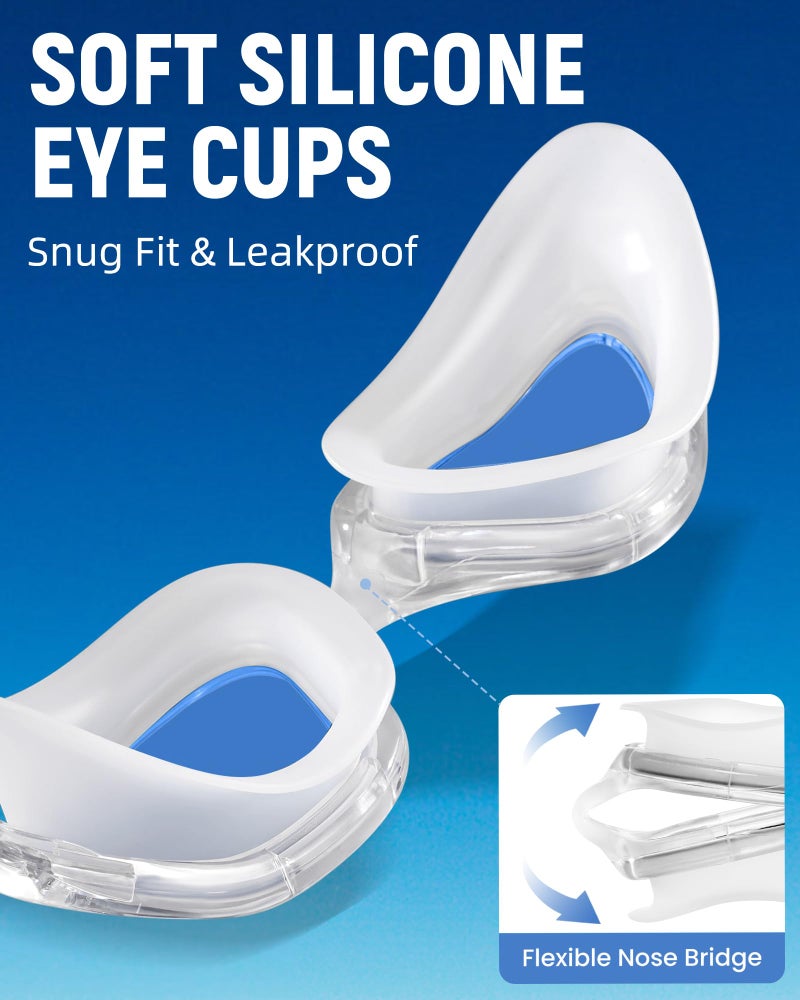 Keary 2 Pack Goggles Swimming Adult Swim Goggles for Men Women Swimming Goggles Youth Adults Anti-Fog Goggle Pool Open Water Glasses Waterproof UV Protection Clear Vision Swim with Case - Image 3