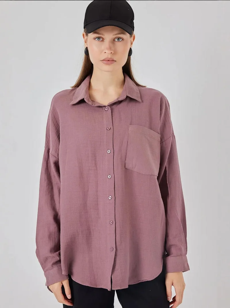 BIG DART BDART Oversized Pocket Detailed Linen Blended Shirt