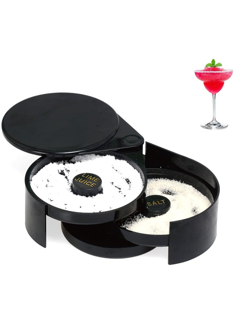 Generic 3-Tier Rotating Glass Rimmer for Margaritas and Cocktails, Salt and Sugar Rimmer with Spice Container, Bartender Tool for Perfectly Rimmed Drinks (Black)  - Image 1