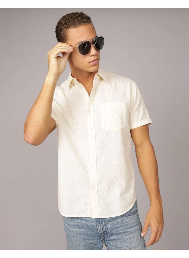 American Eagle AE Poolside Embroidered Button-Up Shirt  - Image 1