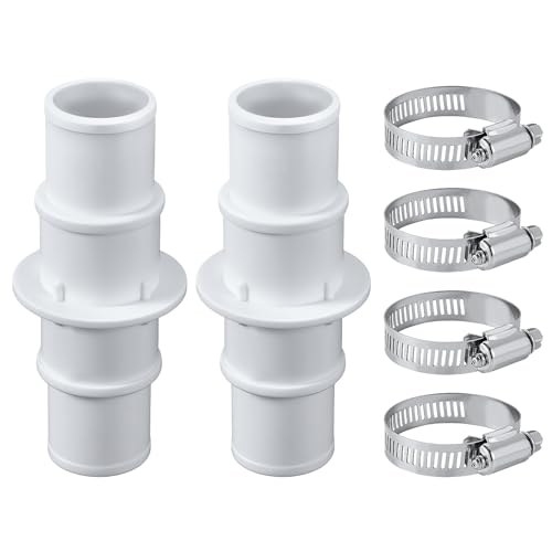 lasuroa lasuroa 2pcs Pool Hose Connectors, with 4 Hose Clamps 1-1/4" or 1-1/2" Pool Hose Adapter Pool Hose Coupling Pool Vacuum  - Image 1