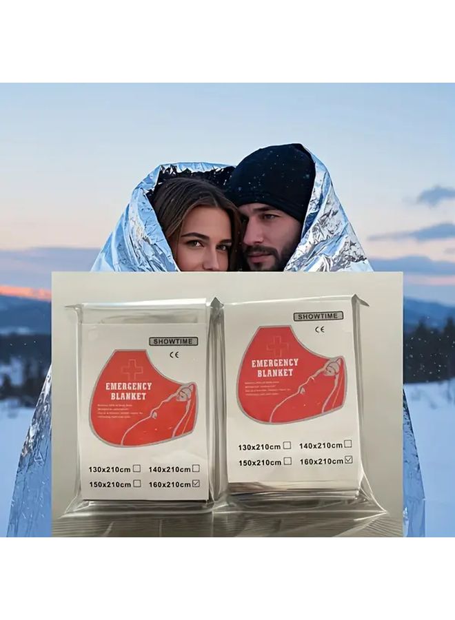 بطانية بقاء طارئة بحجم كبير 62.99 × 82.68 بوصة عازل من رقائق الألومنيوم - Image 4