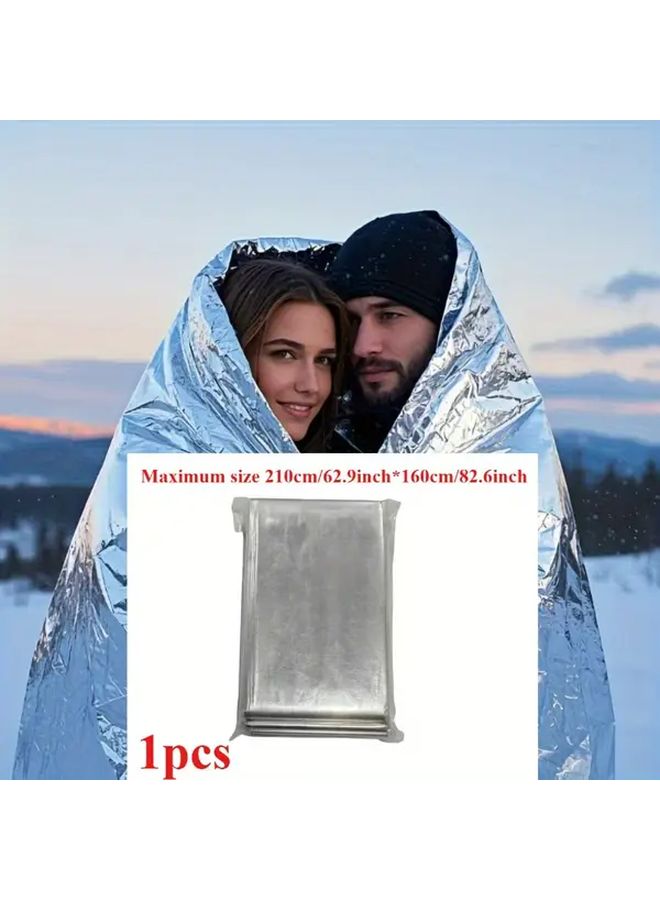 بطانية بقاء طارئة بحجم كبير 62.99 × 82.68 بوصة عازل من رقائق الألومنيوم - Image 1