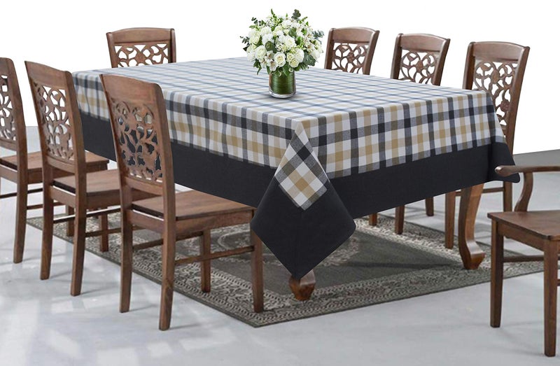 AIRWILL Cotton Checkered Pattern 8 Seater Table Cloth Pack of 1 pc (Grey) - Image 1