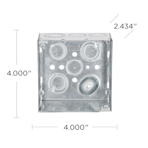 RACO Hubbell-Raco 8232 2-1/8-Inch Deep, 1/2-Inch and 3/4-Inch Side Knockouts, Welded 4-Inch Square Box - Image 2