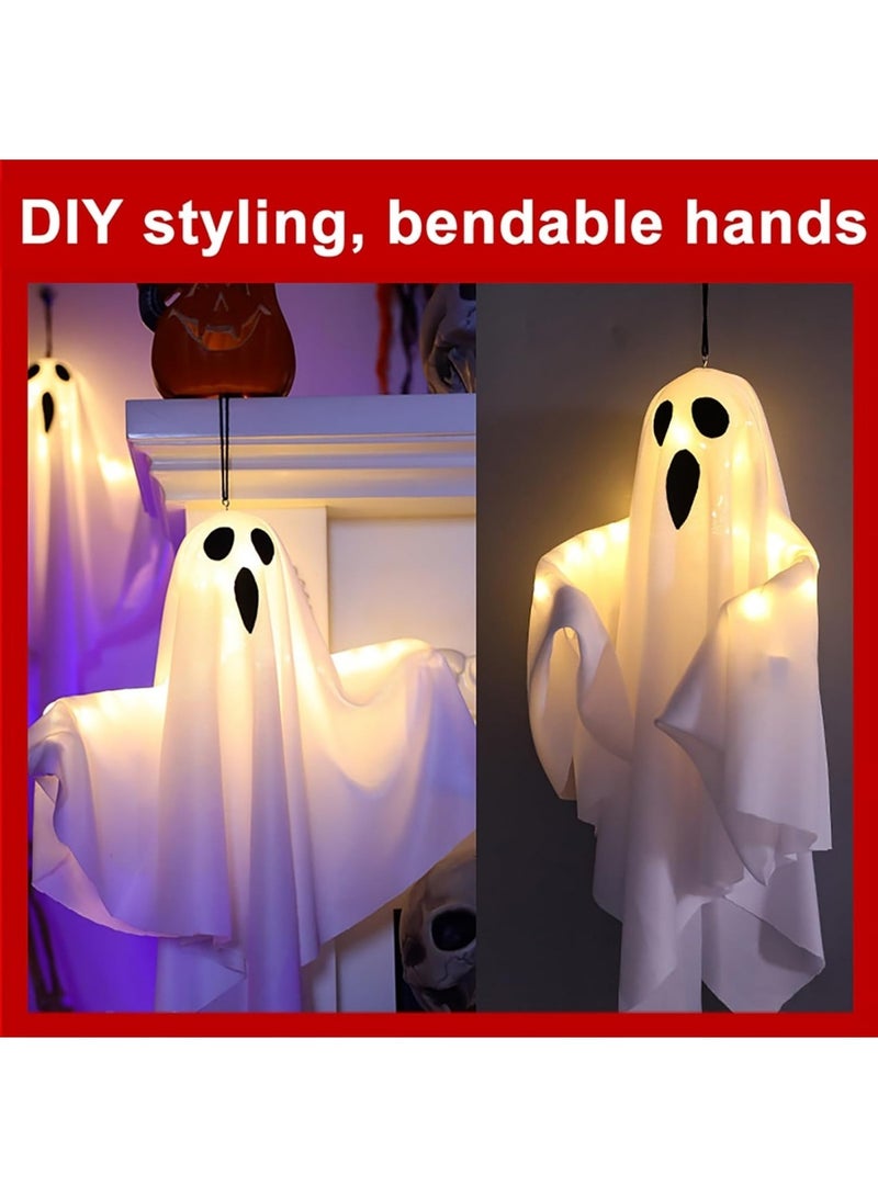 هالوين ديكورات الهالوين 19.6 "شبح معلق يضيء أكيام تزيين دافئ دافئ شبح ضوء غرفة نوم داخلية جدار في الهواء الطلق في الهواء الطلق حديقة فناء الشرفة الأمامية ساحة مخيفة - Image 3