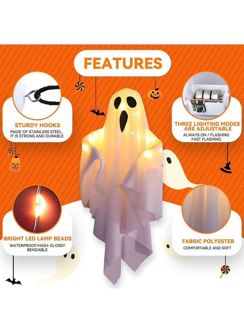 هالوين ديكورات الهالوين 19.6 "شبح معلق يضيء أكيام تزيين دافئ دافئ شبح ضوء غرفة نوم داخلية جدار في الهواء الطلق في الهواء الطلق حديقة فناء الشرفة الأمامية ساحة مخيفة - Image 2