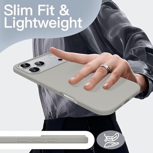 DIZORO Compatible with (iPhone 17 Pro Case)(2025), Liquid Silicone 3 Layers Full Covered Soft Gel Rubber Phone Case,Shockproof Protective Cover with Anti-Scratch Microfiber Lining-Natural Titanium - Image 3