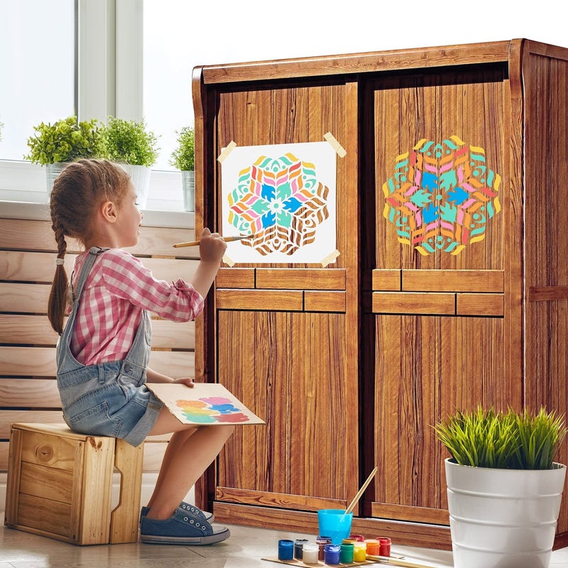 Ivanas 7 Pack 12x12 Inch Mandala Stencil Large Reusable Stencils for Painting on Wall Floor Tile Fabric Furniture Stencils LaserCut Painting Template - Image 4