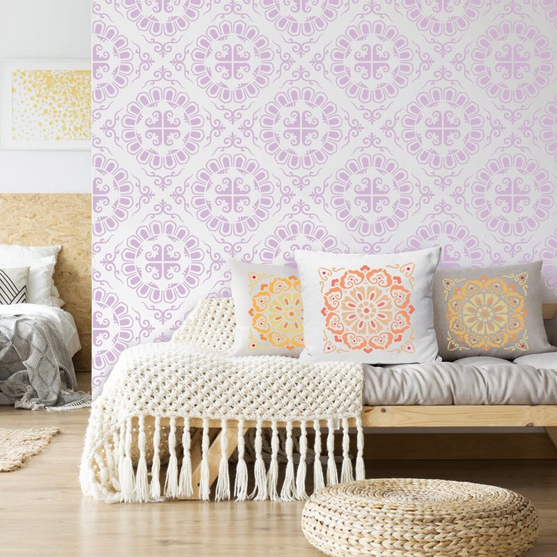 Ivanas 7 Pack 12x12 Inch Mandala Stencil Large Reusable Stencils for Painting on Wall Floor Tile Fabric Furniture Stencils LaserCut Painting Template - Image 5