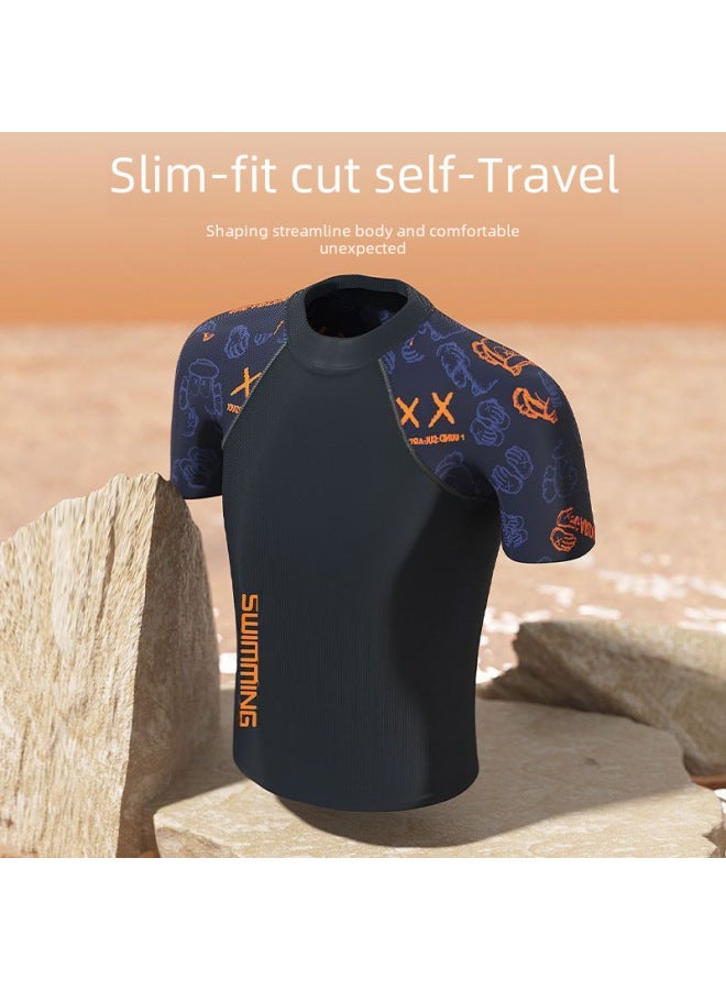 Loquat Swimwear Men's Professional Anti-embarrassment Large Size Loose Double-layer Swimming Trunks Sunscreen Hot Spring Full Body Men's Swimwear Suit-Color:Orange Bear Two-piece Suit 【swimsuit + Three-poi - Image 3