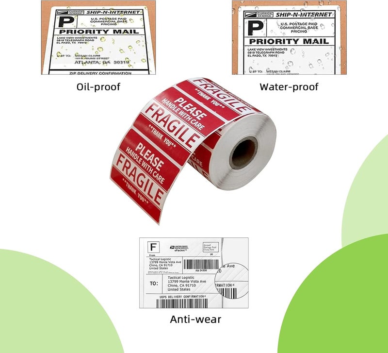 Anylabel 3 x 2 inch Handle with Care Fragile Thank You Warning Packing Shipping Label Stickers Permanent Adhesive (12 Rolls, 6000 Labels) - Image 4