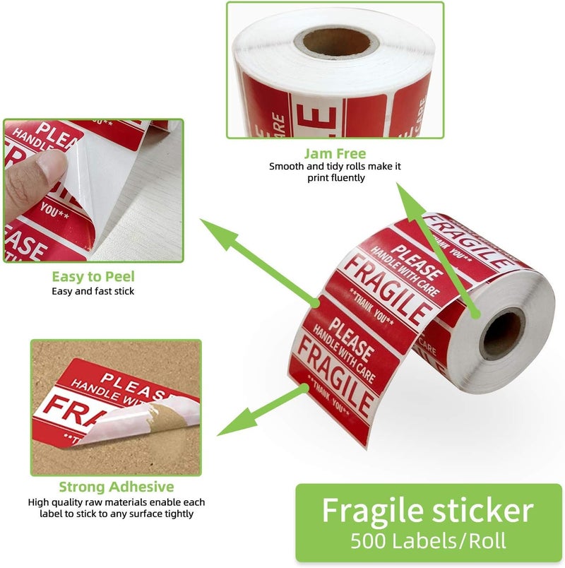 Anylabel 3 x 2 inch Handle with Care Fragile Thank You Warning Packing Shipping Label Stickers Permanent Adhesive (12 Rolls, 6000 Labels) - Image 3