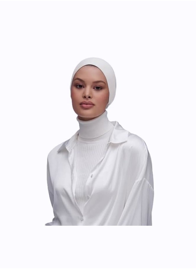 Perfectory Perfectory Classic Undercap, Breathable, Stretchy, Enclosed Back, Hijab Coverage, Jersey Closed Caps - White  - Image 2