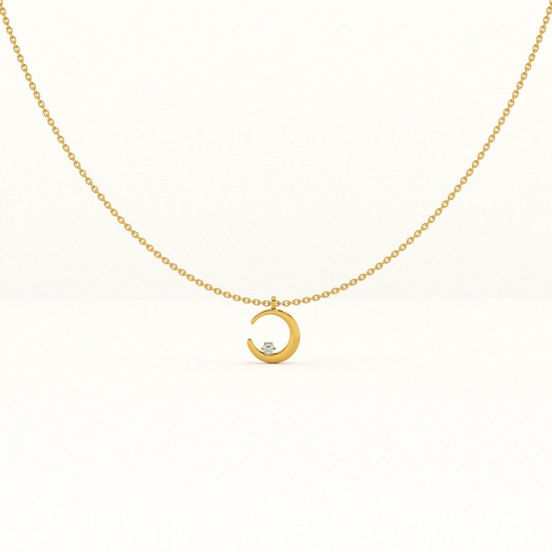 PALMONAS 18k Gold Tone Plated Moon Charm Necklace
 for Women - Image 1
