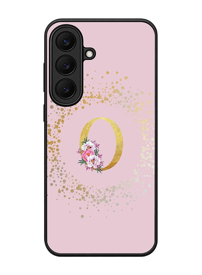 Stylizedd Rugged Case for Samsung Galaxy S26 FE- Slim Fit Hybrid Rubber Cover Floral Monogram - O (Pink)