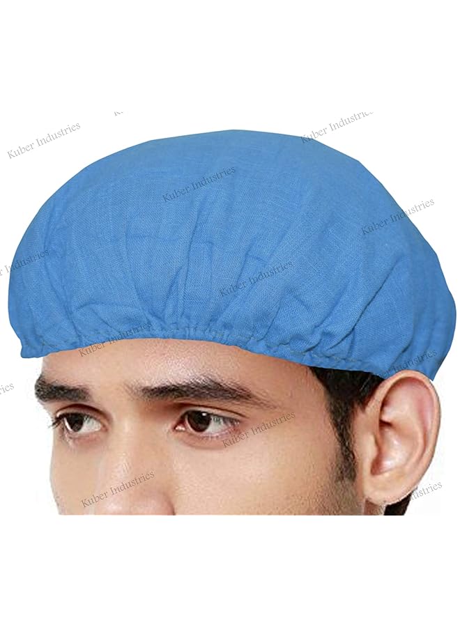Kuber Industries 100 Percent Cotton Reusable Stretchable Anti Pollution Caps Surgeon Caps Pack Of 3 Blue Keshav46341 - Image 4