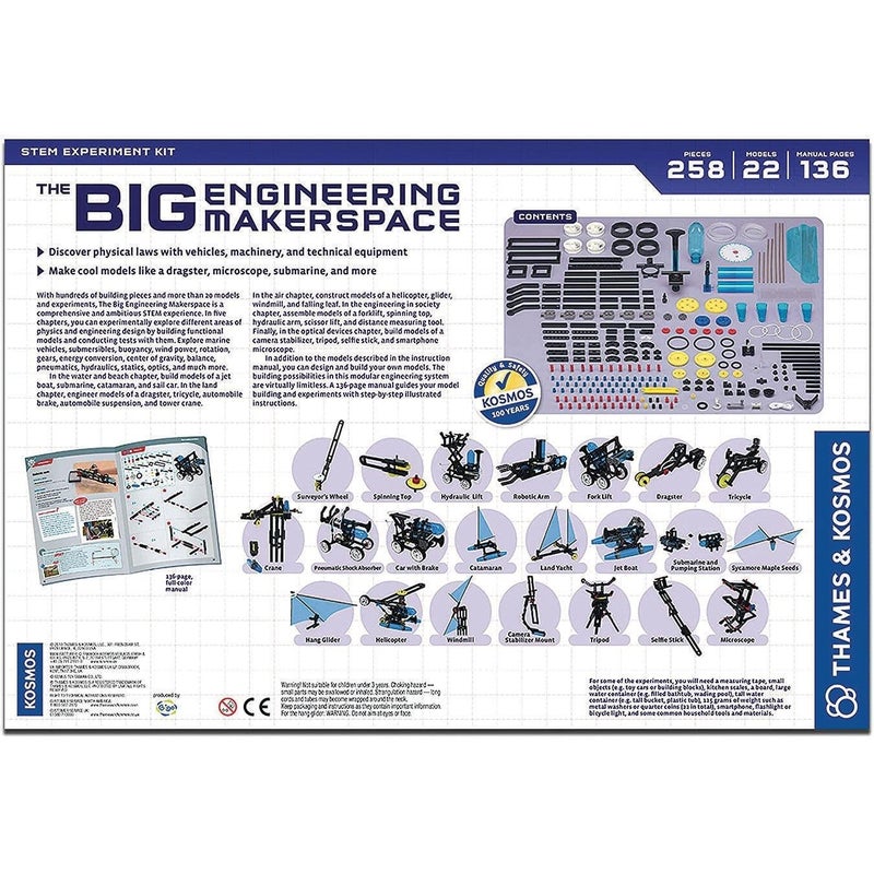 Thames & Kosmos Big Engineering Makerspace | Science Kit | 22 Physics Lessons & Experiments | Toy of The Year Award Finalist | Homeschool | Learning Pod | STEM Kit - Image 2