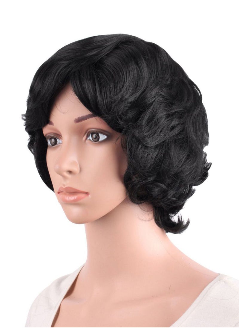 NIBEMINENT - Special Elderly Short Curly Hair Wig Black 25cm - Image 1