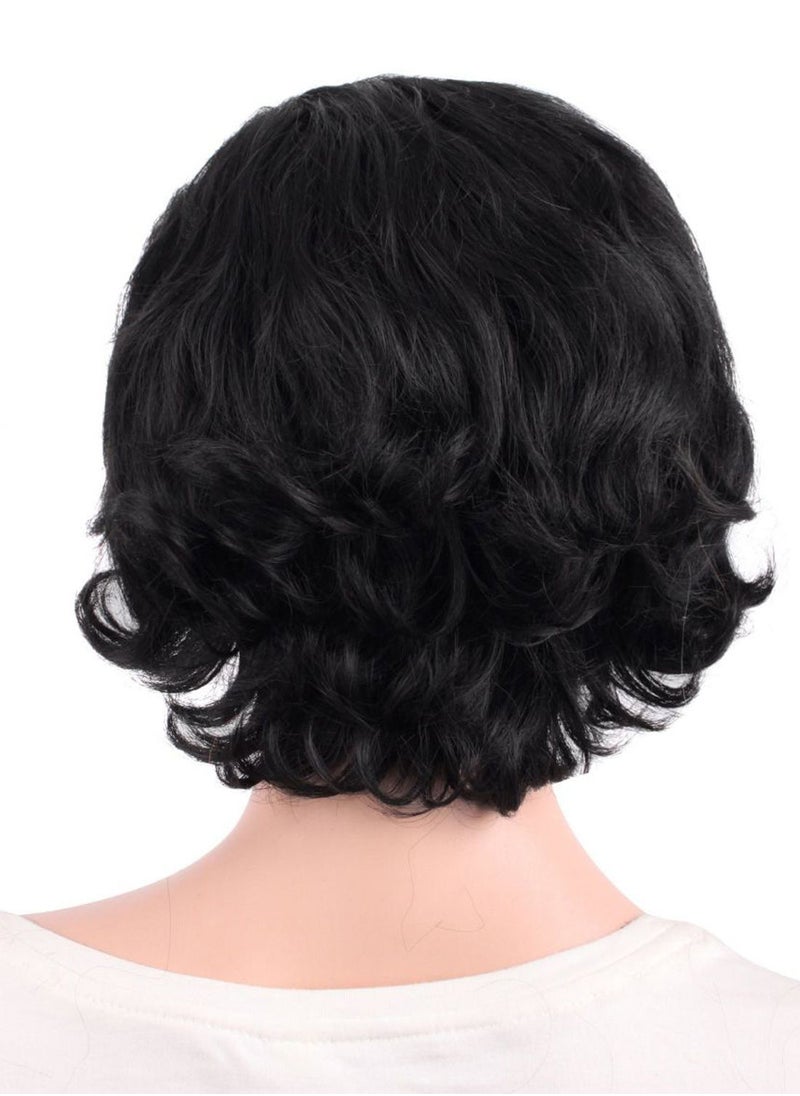 NIBEMINENT - Special Elderly Short Curly Hair Wig Black 25cm - Image 1