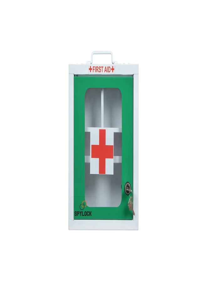 SPYLOCK Heavy Metal First Aid Box Red Ivory and Green | Wall Mount Medical Kit Cabinet with Lock | Multi Compartment Organizer for Emergency Use in Home, School, Hospital, Clinic, Office - Image 1