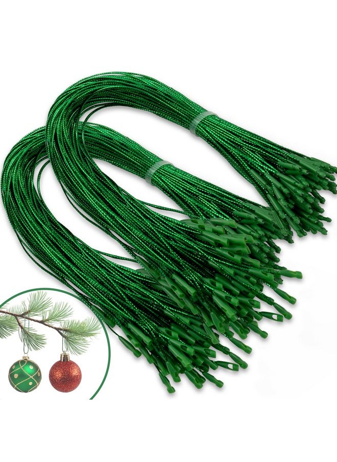 kockuu 200pcs Christmas Ornaments String Hanger Green Precut Ribbon Hook for Christmas Tree Ornament Decorations with Snap Fastener  - Image 1