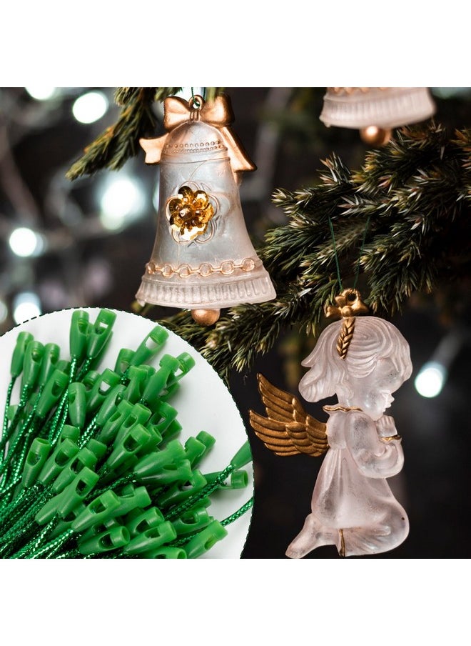 kockuu 200pcs Christmas Ornaments String Hanger Green Precut Ribbon Hook for Christmas Tree Ornament Decorations with Snap Fastener  - Image 5