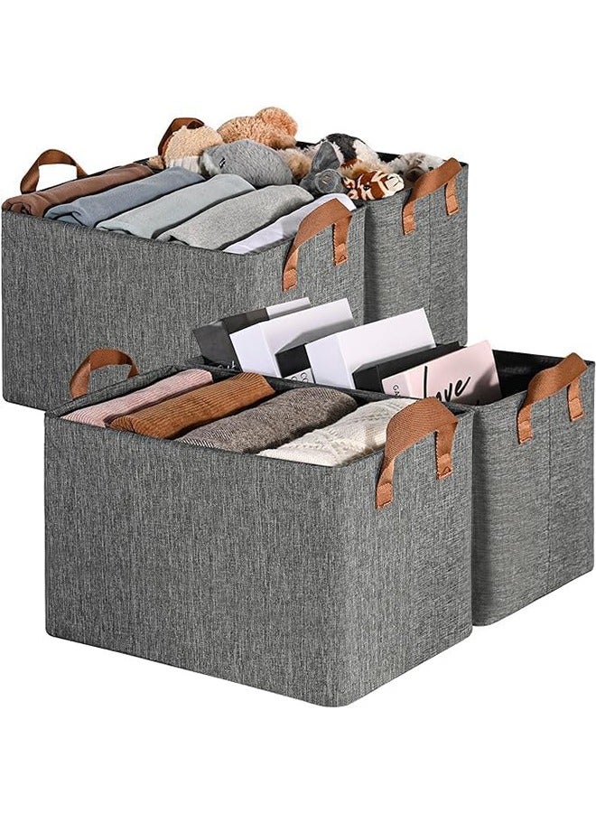 JCB CHIC Linen Storage Baskets with Metal Frame, Shelf Organizer Bins, Fabric Baskets Foldable Storage Bin, Closet Organizers and Storage, Storage Basket - Image 1