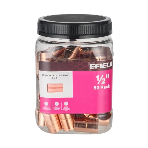 EFIELD Pro 50 Pack EFIELD 12 X 12 Copper Coupling With Stop LF Copper Plumbing Fittings with Sweat Solder ConnectionCOPPER001 - Image 1