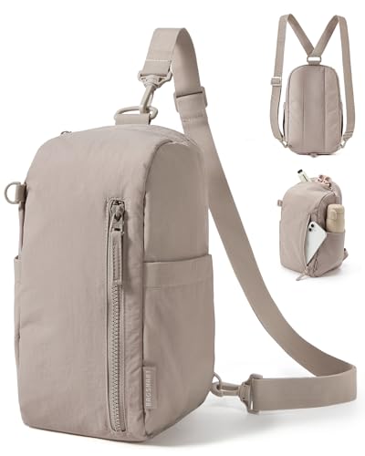 BAGSMART Small Sling Bag for Women Fast Track Crossbody Bag Mini Backpack purse for Daily Travel Gym Camel - Image 1