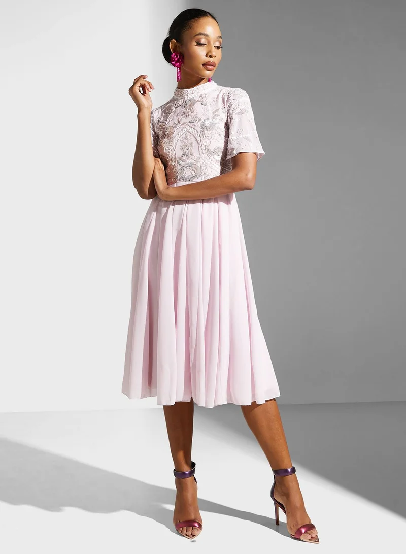 Frock and Frill Embroidered Pleated Dress