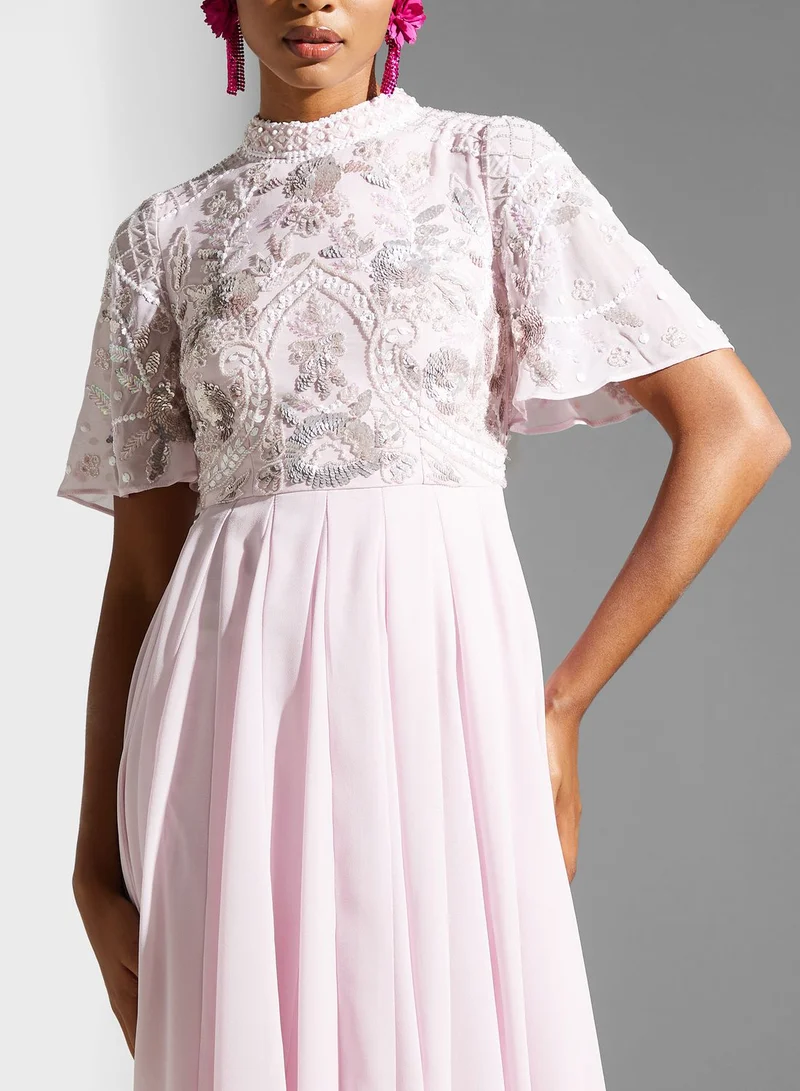 Frock and Frill Embroidered Pleated Dress