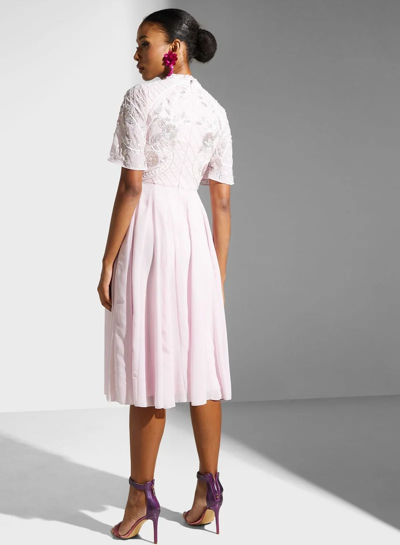 Frock and Frill Embroidered Pleated Dress