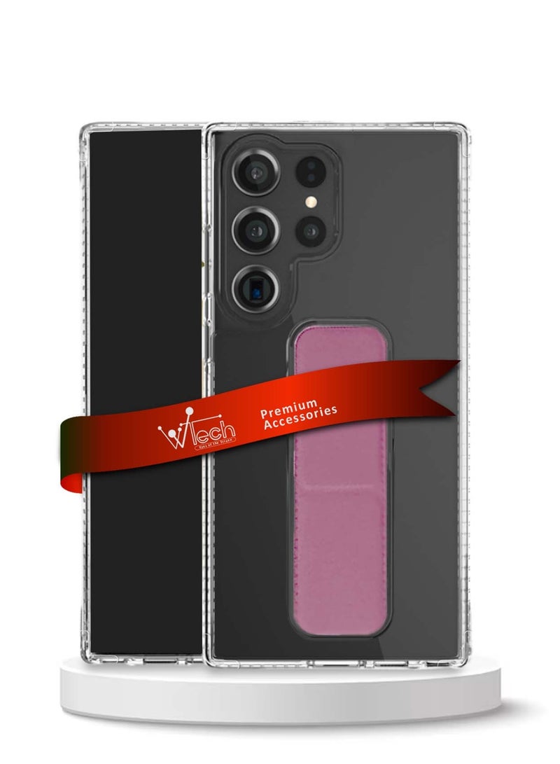 Wtech Samsung Galaxy S25 Ultra 2025 TPU Hand Grip Air Pillow Case Cover - Clear/Pink - Image 1