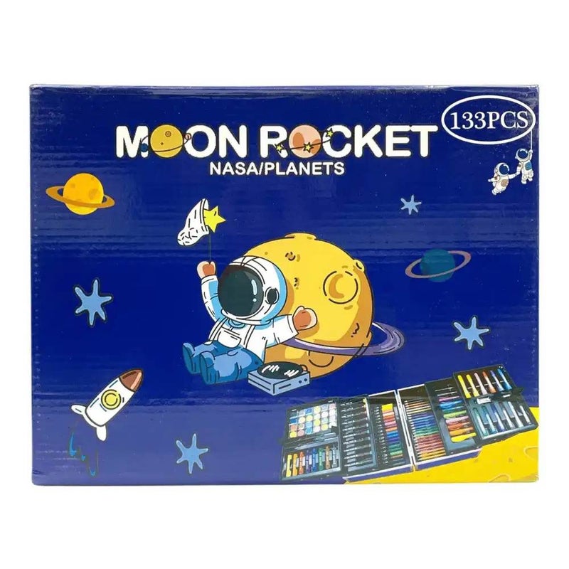 Portable Kids Painting Drawing Art And Craft Kit In Aluminium Case- 133pcs Set