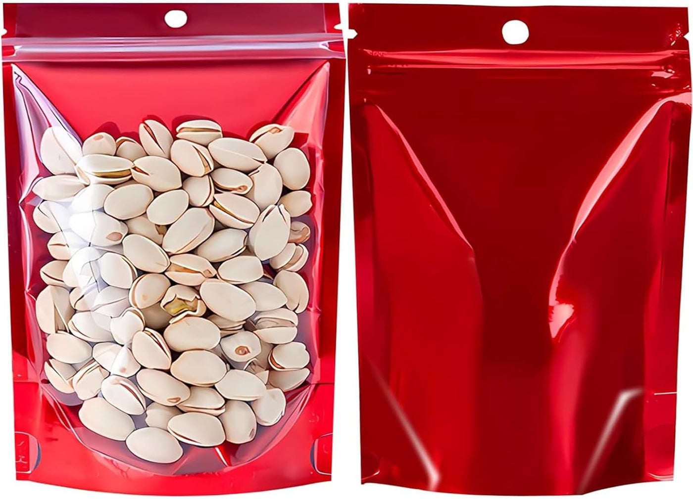 HZYH 100 Pcs Mylar Bags for Food Storage, Resealable Stand-Up Zip Lock Pouches with Clear Window