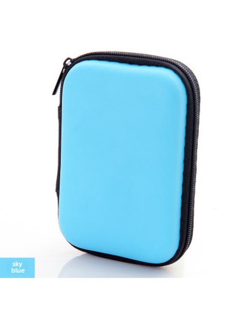 Coin Purse With Zipper Rectangular Data Cable Earphone Bag Key Packaging Coin Small Bag Change Storage Bag-Color:Sky Blue# C06N4#