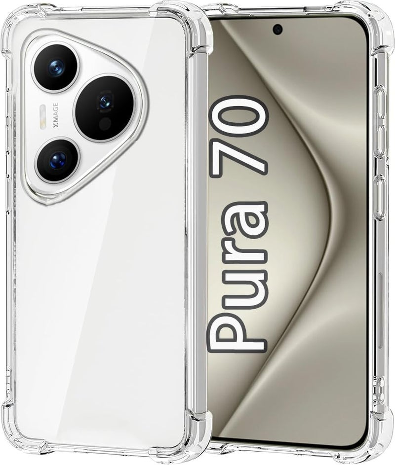 USTIYA Case for Huawei Pura 70 Clear TPU Four Corners MilitaryGrade Protection Cover Transparent Soft funda - Image 3