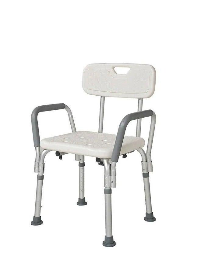 Bukela Shower Chair with Back & Padded Arms - Adjustable Height Bath Seat for Safety & Comfort - Lightweight Aluminum Construction- 350 Lb Capacity - Image 2