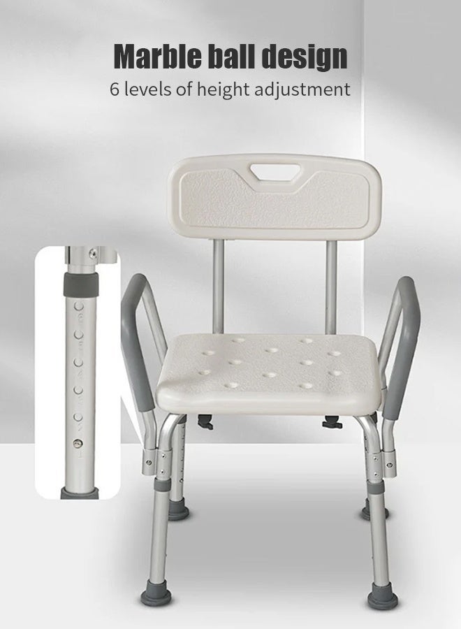 Bukela Shower Chair with Back & Padded Arms - Adjustable Height Bath Seat for Safety & Comfort - Lightweight Aluminum Construction- 350 Lb Capacity - Image 5