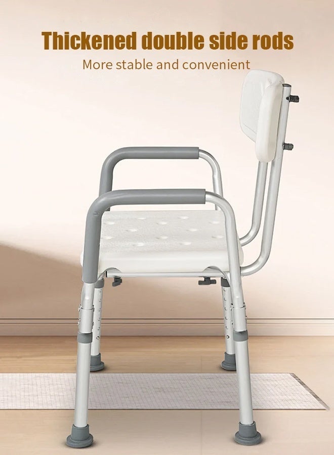 Bukela Shower Chair with Back & Padded Arms - Adjustable Height Bath Seat for Safety & Comfort - Lightweight Aluminum Construction- 350 Lb Capacity - Image 4